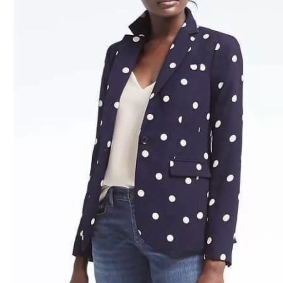 Banana Republic Jackets & Blazers - HP Banana Republic Blue White Polka Dot Blazer  2